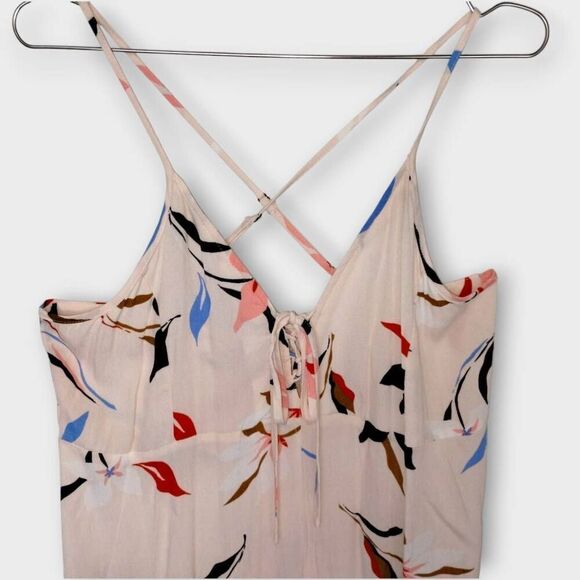 Oneil Womens Maxi Sz Large Peach Crepe Layered Strappy Peach Floral Cottagecore - Picture 5 of 16